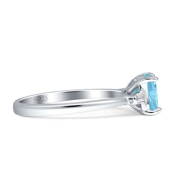 Emerald Cut Solitaire Trio Ring Aquamarine CZ 925 Sterling Silver wholesale